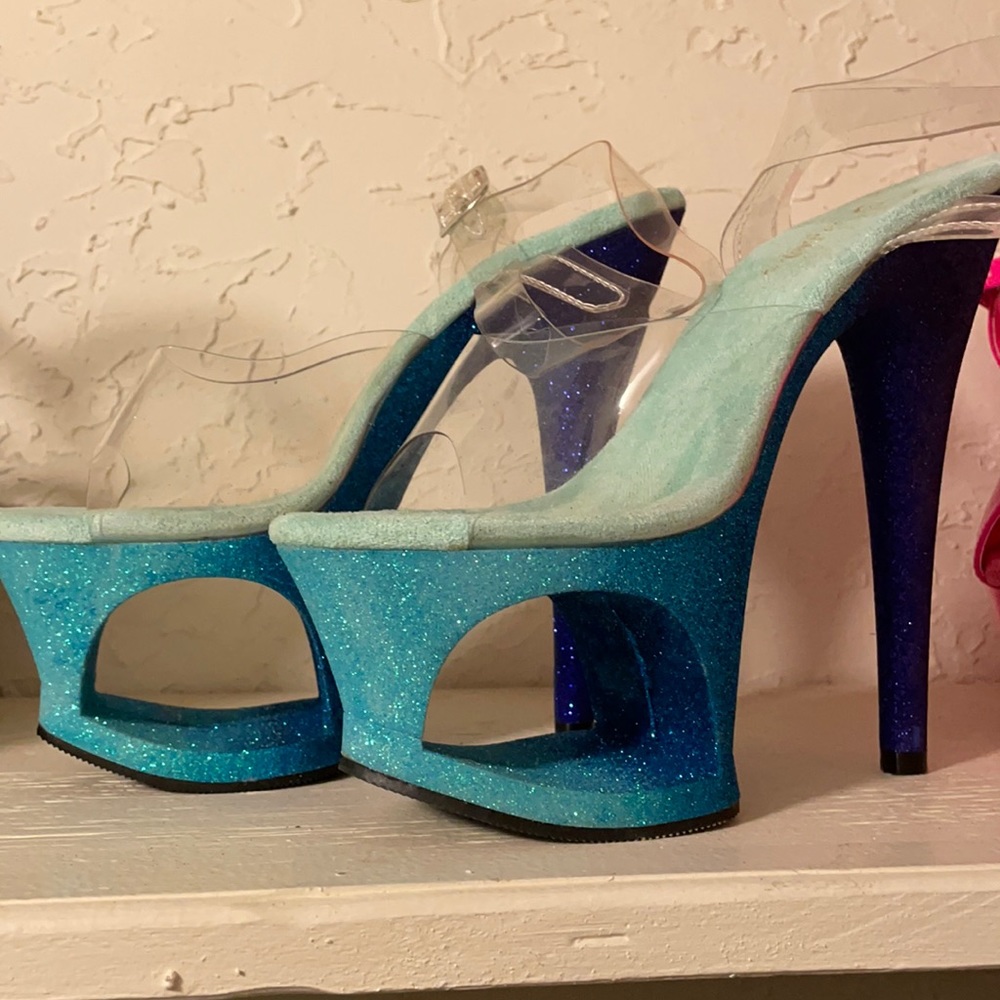 Size 7 Pleaser ombré sparkly platform dancing heels
